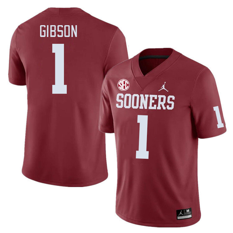 #1 Jayden Gibson Oklahoma Sooners 2024 SEC Conference College Football Jerseys-Crimson